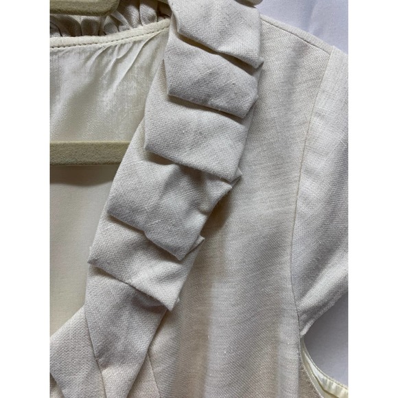 Antonio Melani Cream Sheath Linen Blend Dress with Belt Size 8 (KH66) - Picture 4 of 7